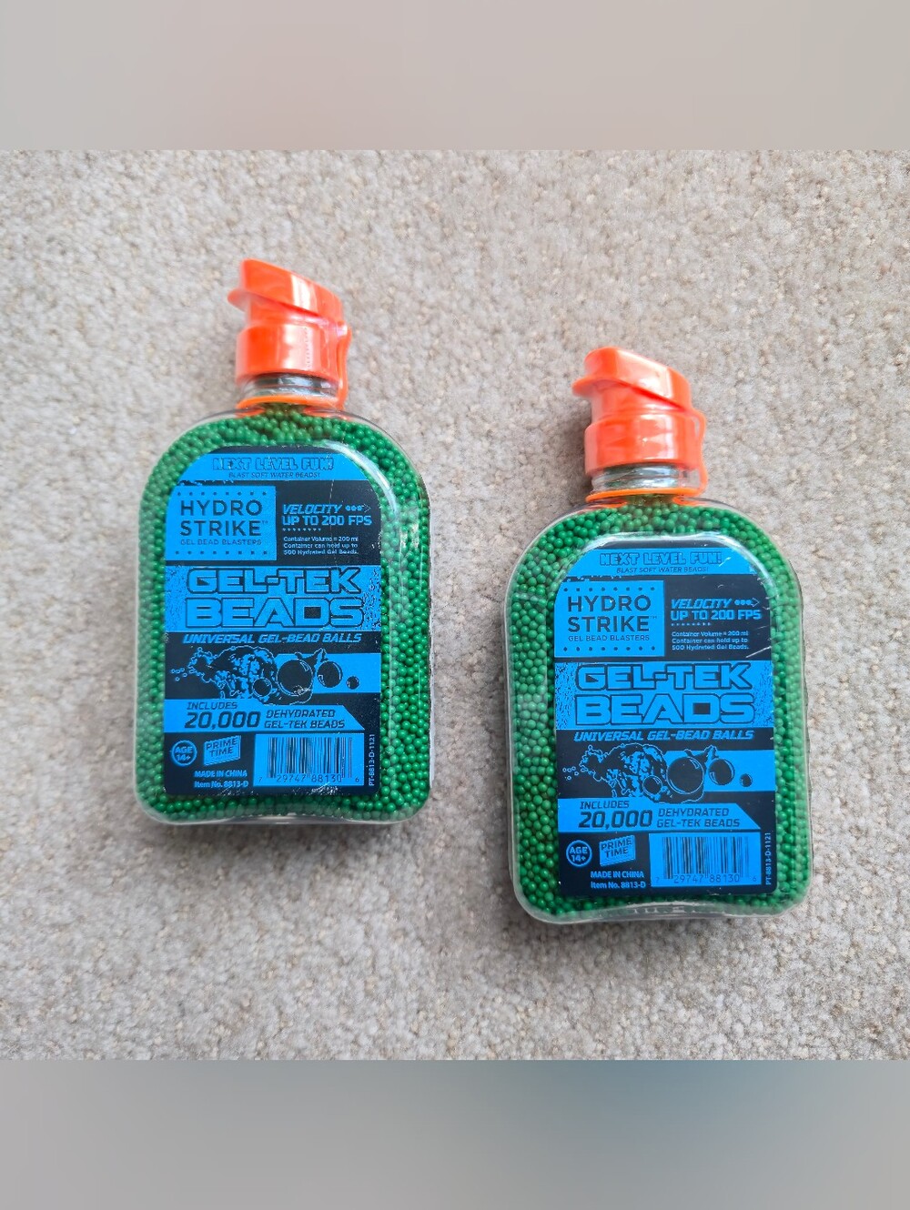 2PK Hydro Strike Gel-Tek Beads- 20,000 Universal Dehydrated Refill Pkg, Ages 14+
